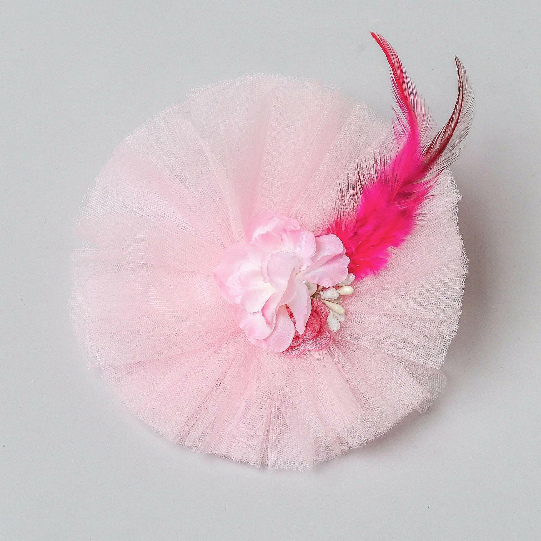 Pear Bear Cute Floral Pink Hair Clip.