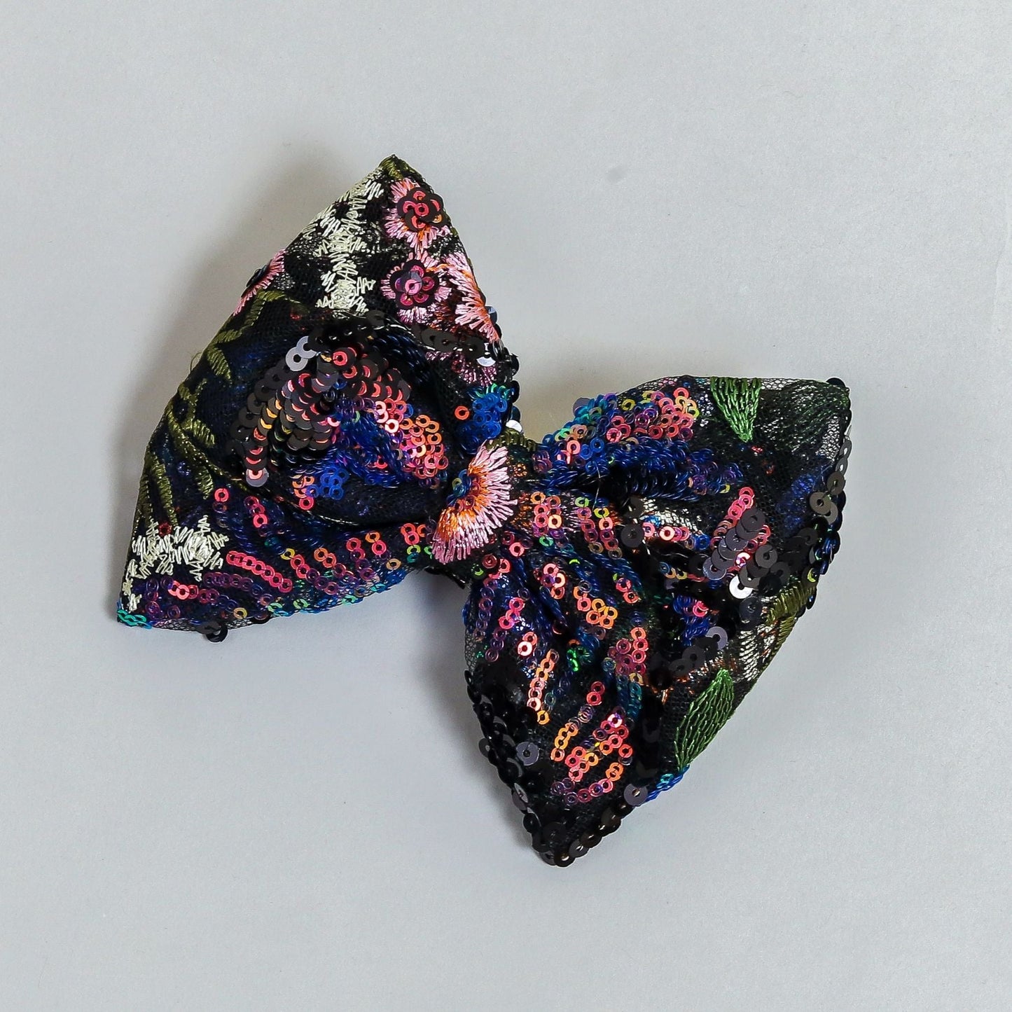Pear Bear Dazzling sequence embroidered bow.
