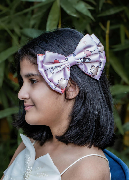 Pear Bear Dual bow with teddy prints bow.