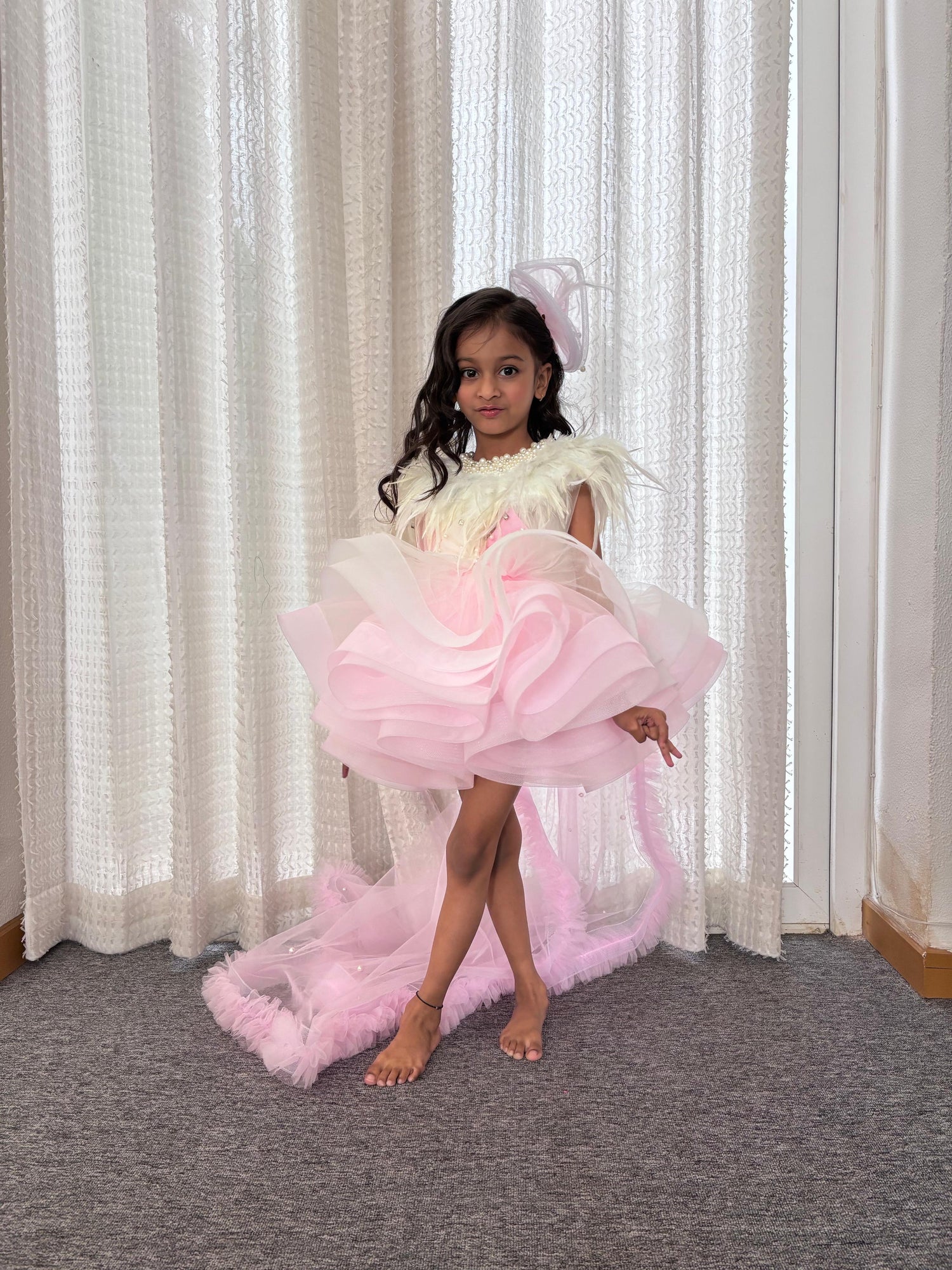 Pear Bear Dual-Colour Princess Net Flared Dress.