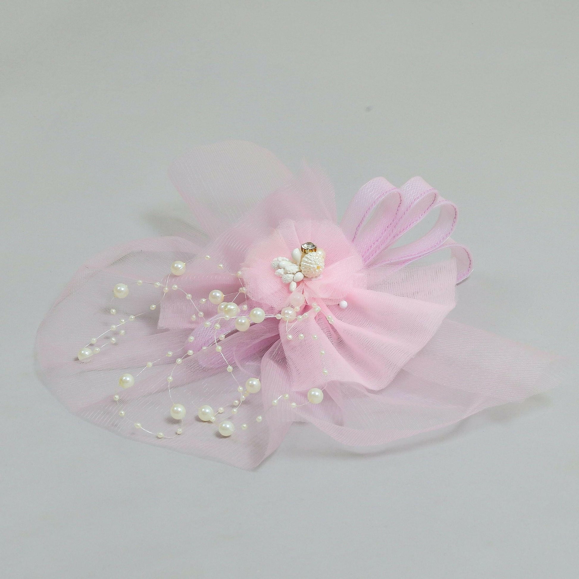 Pear Bear Elegant Lavender Floral Stone And Pearl Work Hair Clip Fascinator.