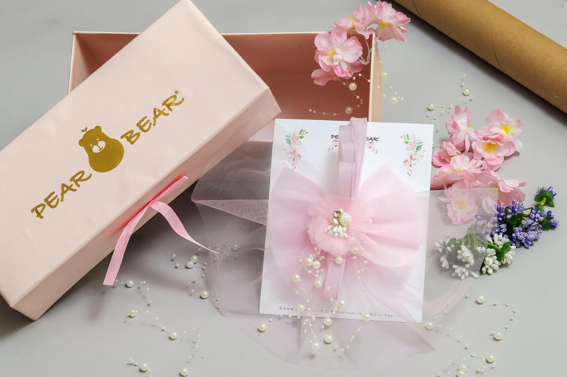 Pear Bear Elegant Lavender Floral Stone And Pearl Work Hair Clip Fascinator.