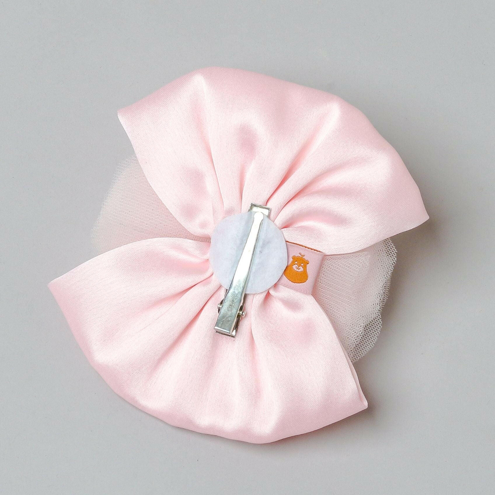 Pear Bear Elegant Peach Flat Back Stone Embellished Fancy Hair Bow.