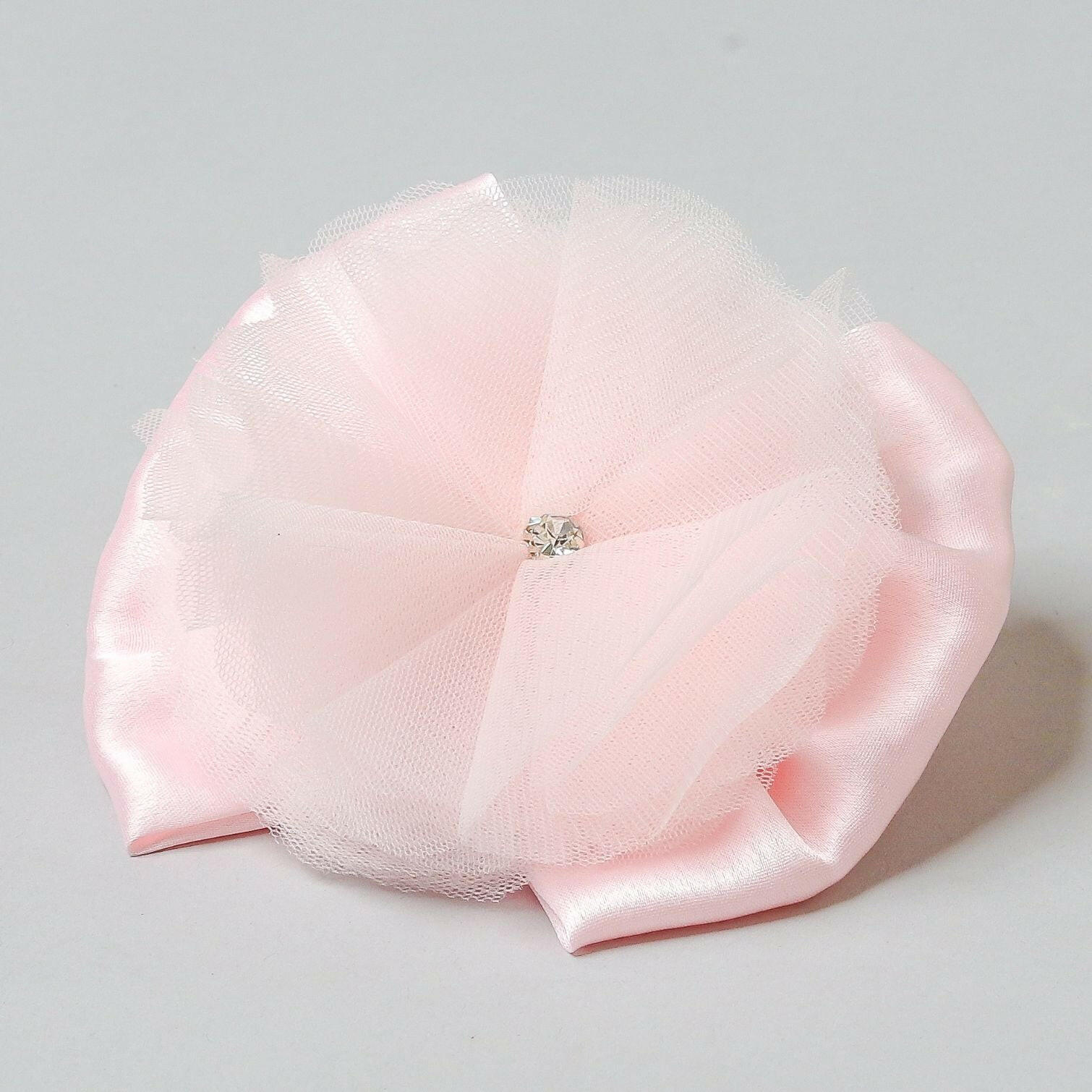 Pear Bear Elegant Peach Flat Back Stone Embellished Fancy Hair Bow.