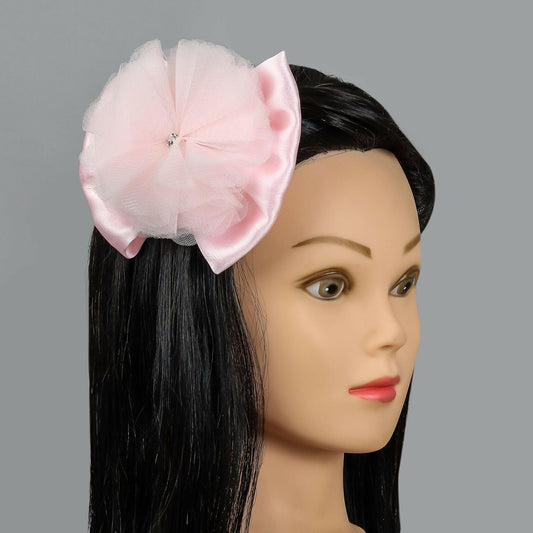 Pear Bear Elegant Peach Flat Back Stone Embellished Fancy Hair Bow.