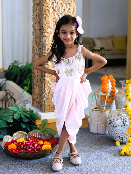 Pear Bear Embellished Pleated Dhoti Style Dress.