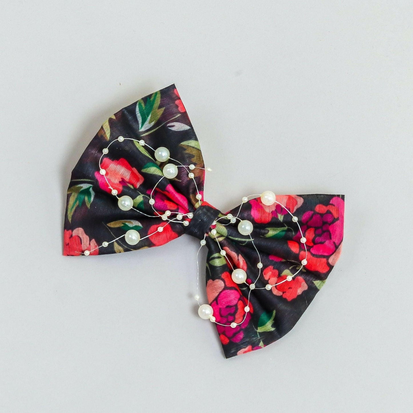 Pear Bear Flowery printed with pearl string bow.