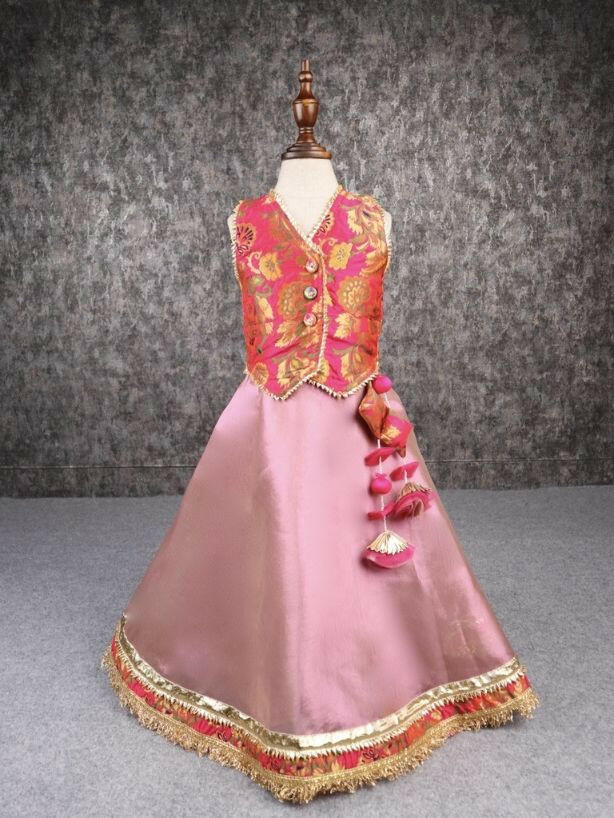 Pear Bear Gota Lace Detail Brocade Top And Lehenga.