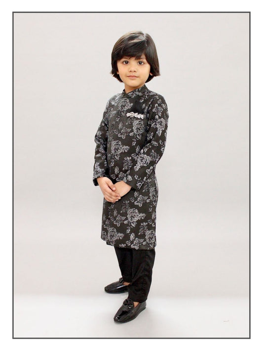 Pear Bear Grey Rose Achkan.