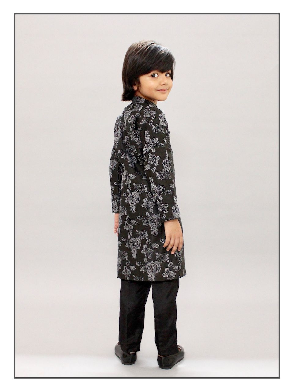 Pear Bear Grey Rose Achkan.