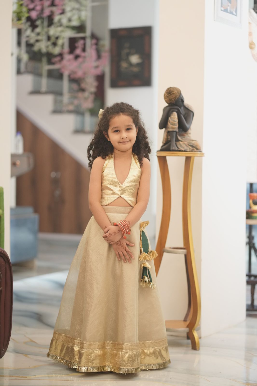 Pear Bear Halter Neck Stylish Top And Lehenga.