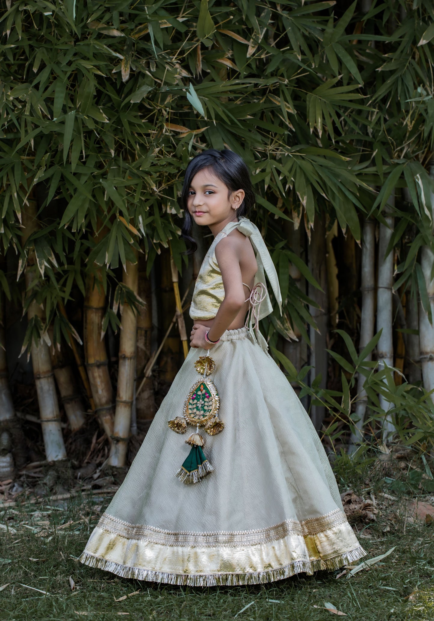 Pear Bear Halter Neck Stylish Top And Lehenga.