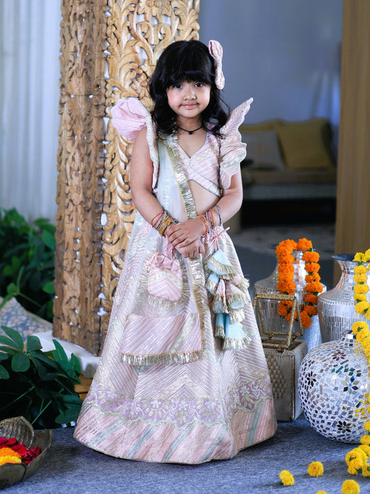 Pear Bear Heavy Embroiderd Gota Lace Top and Lehenga.