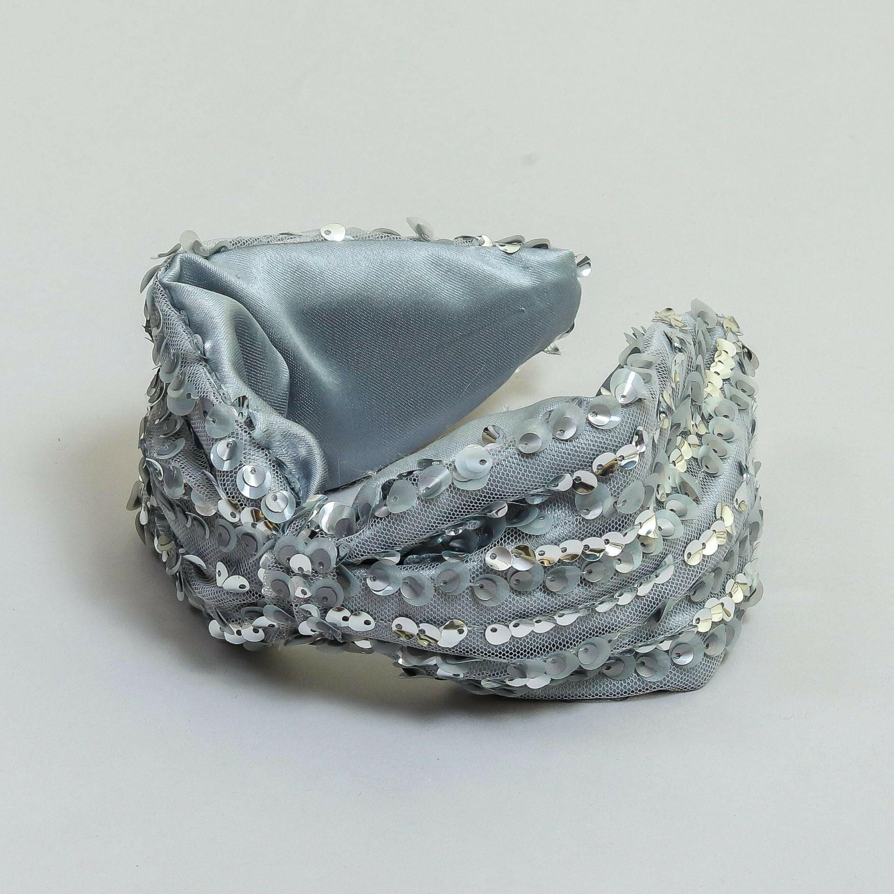 Pear Bear Heavy Sequins Embellished Grey Hair Band.