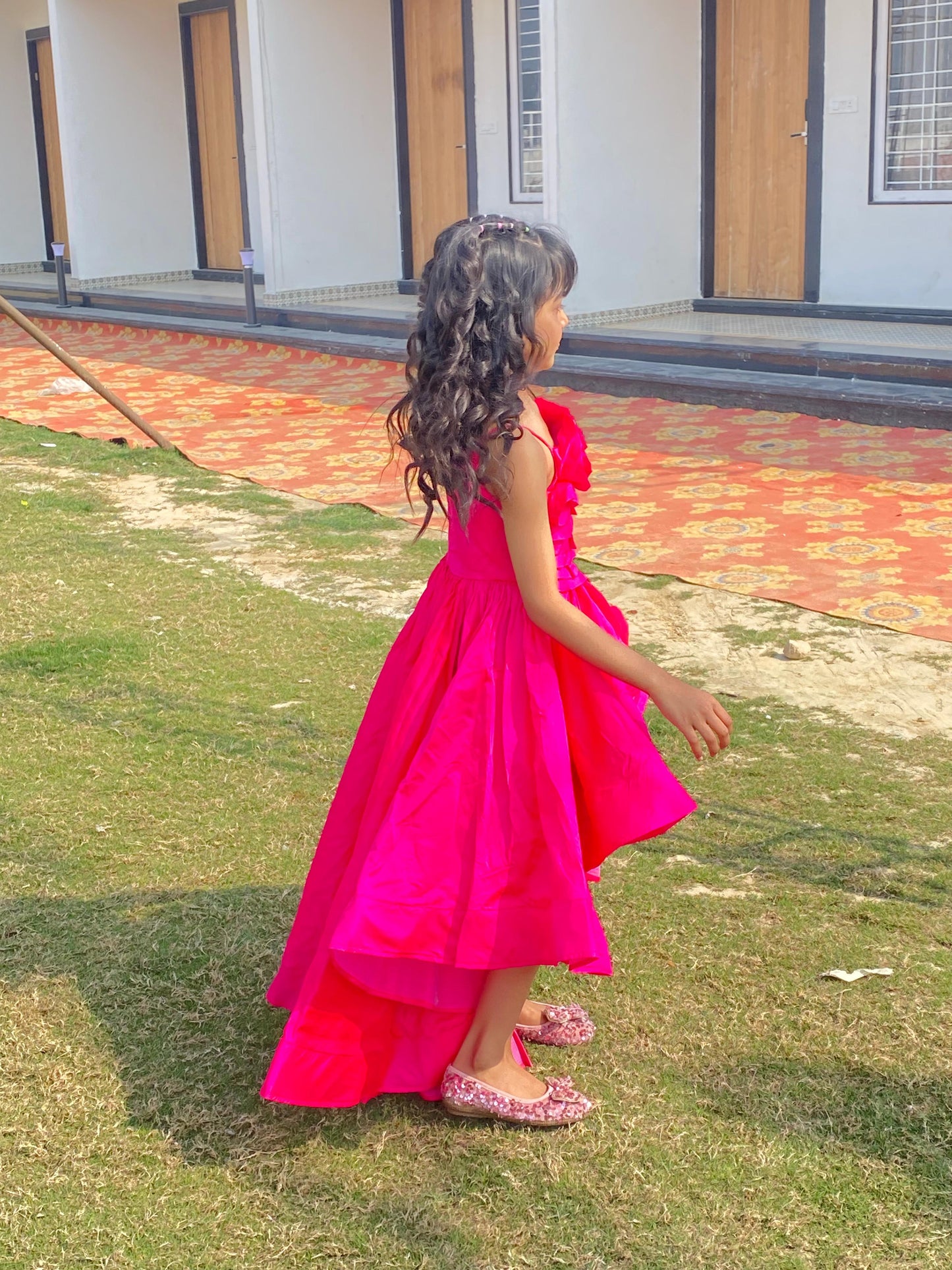 Pear Bear Hot Pink High Low Trail Dress.