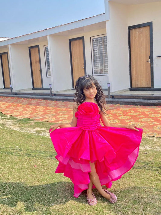 Pear Bear Hot Pink High Low Trail Dress.