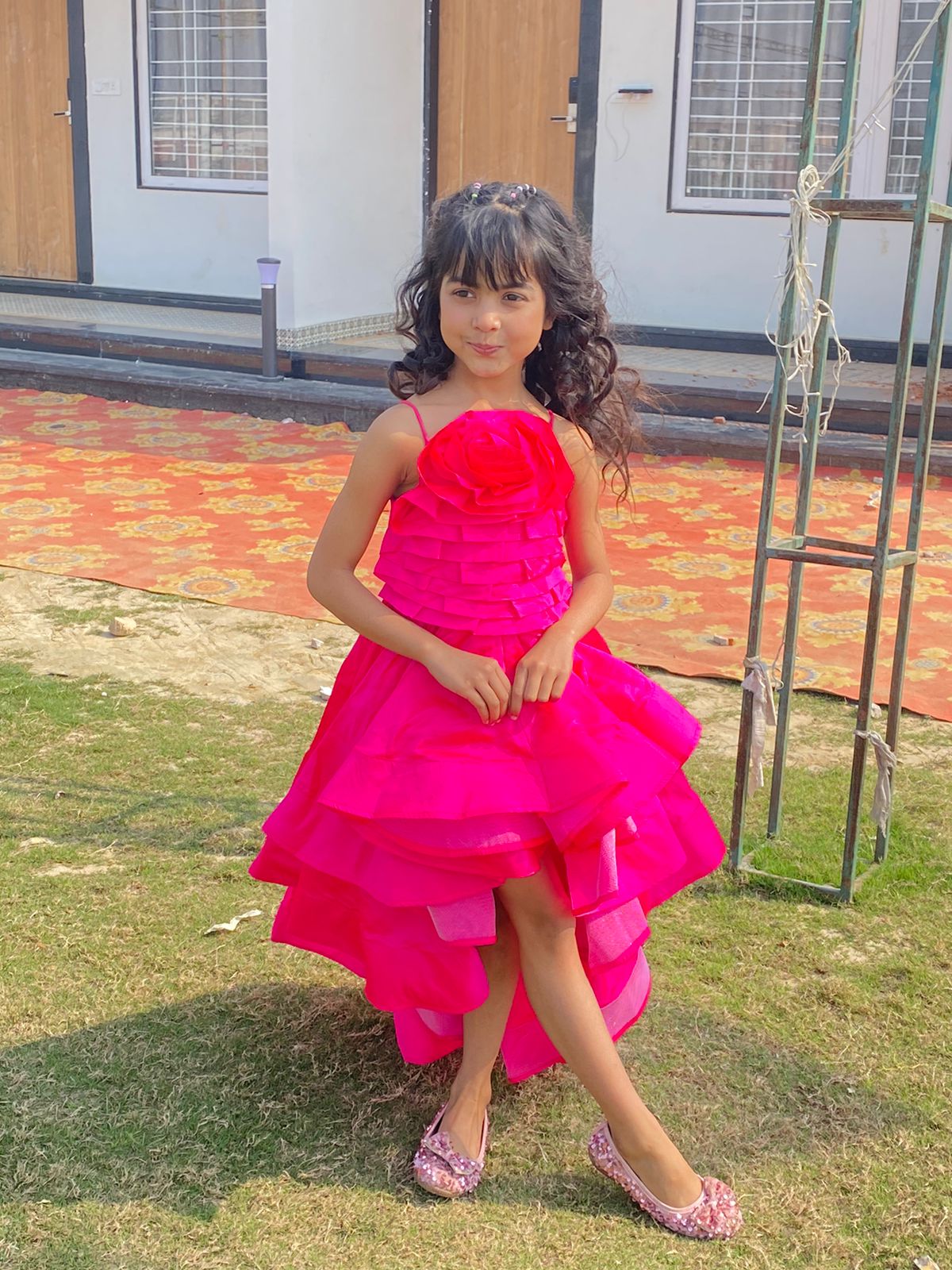 Pear Bear Hot Pink High Low Trail Dress.