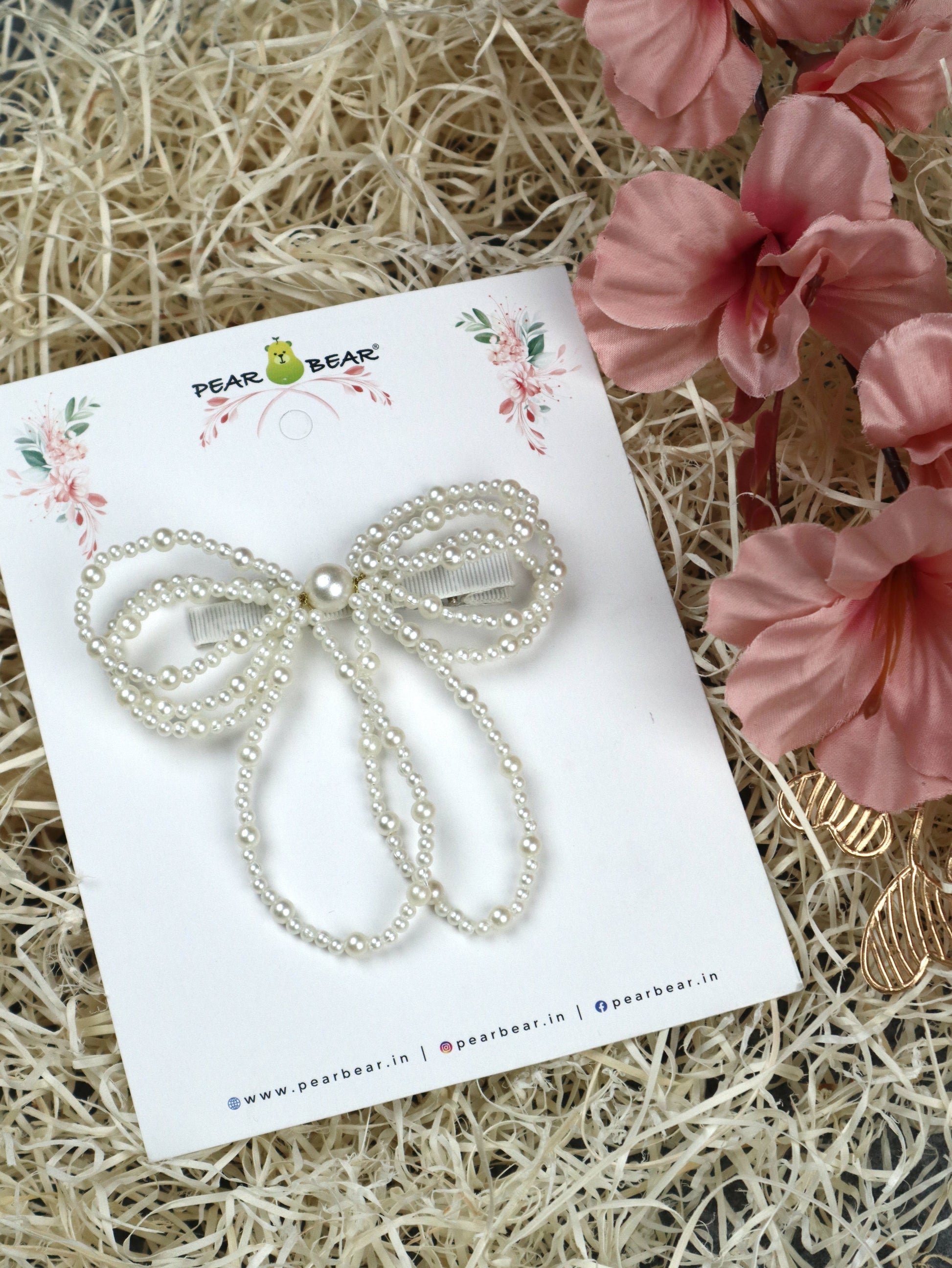 Pear Bear Jeweled Bow Style Hair Clip.