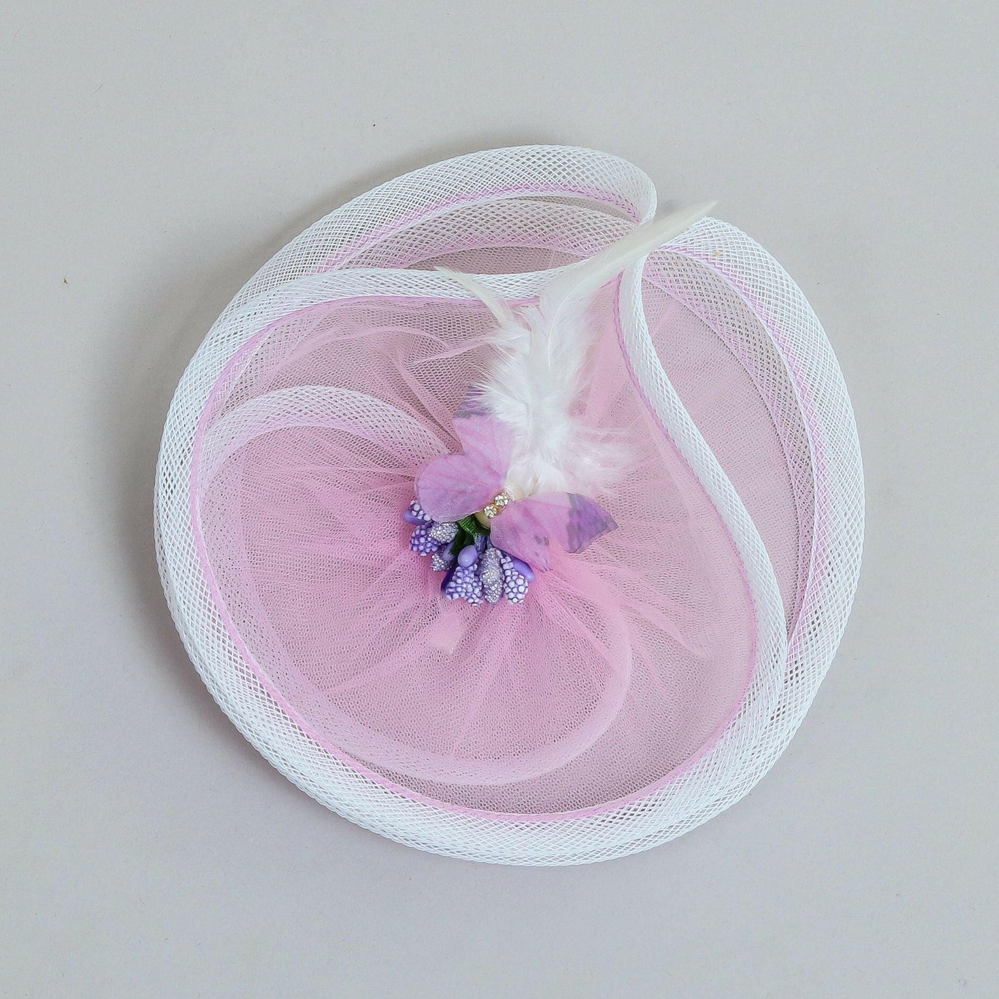 Pear Bear Lavender Butterfly Net Alligator Hair Clip Fascinator.