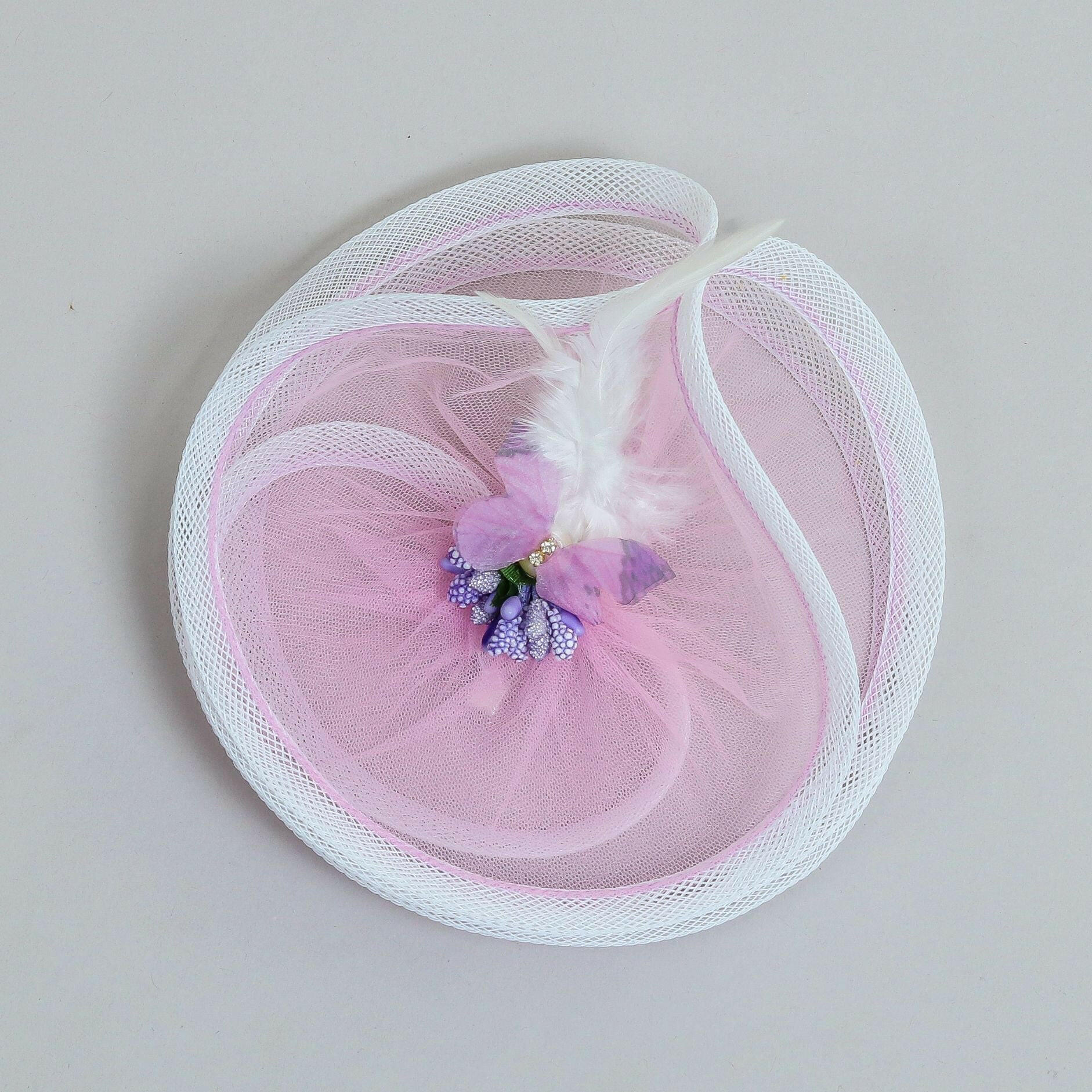 Pear Bear Lavender Butterfly Net Alligator Hair Clip Fascinator.