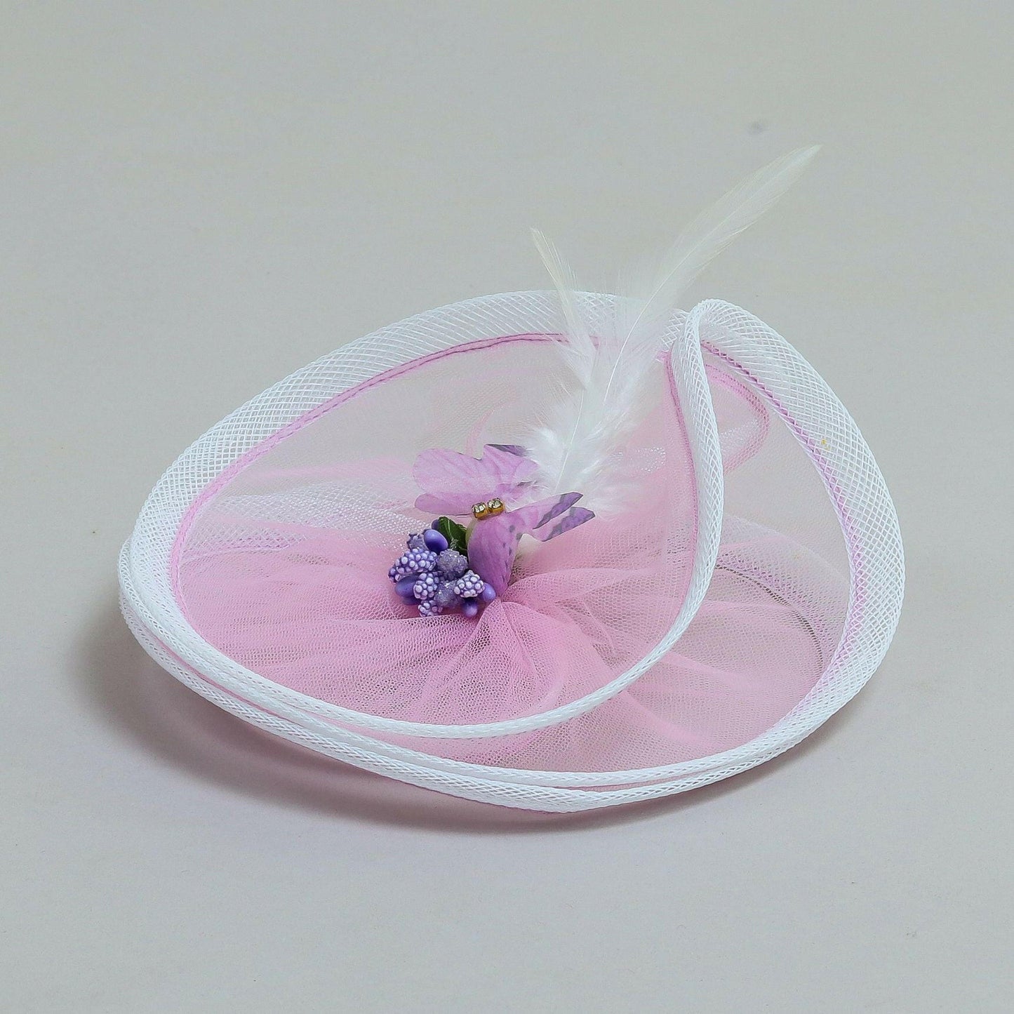 Pear Bear Lavender Butterfly Net Alligator Hair Clip Fascinator.