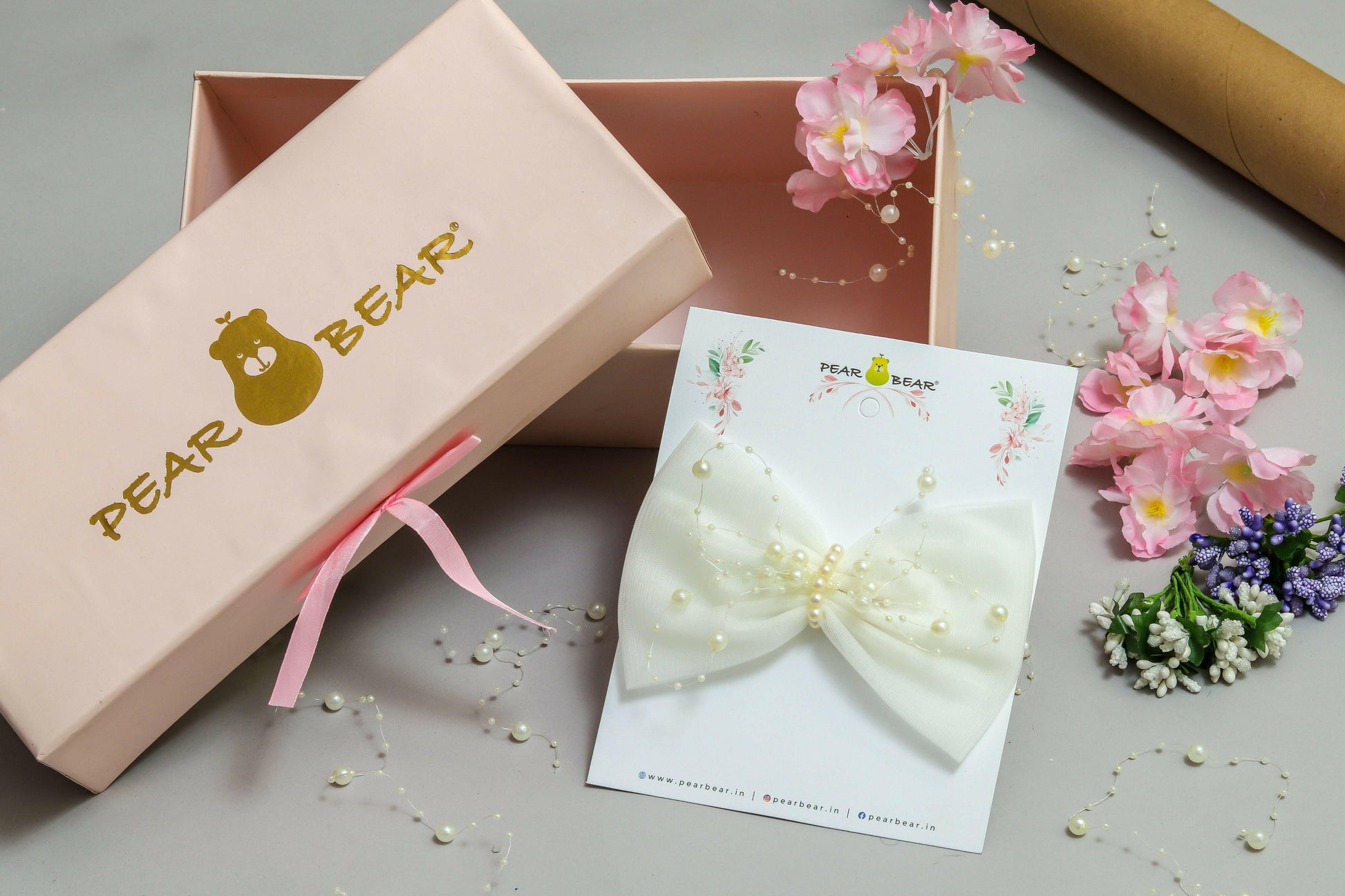 Pear Bear Lovely Off White Bow Hair Clip.