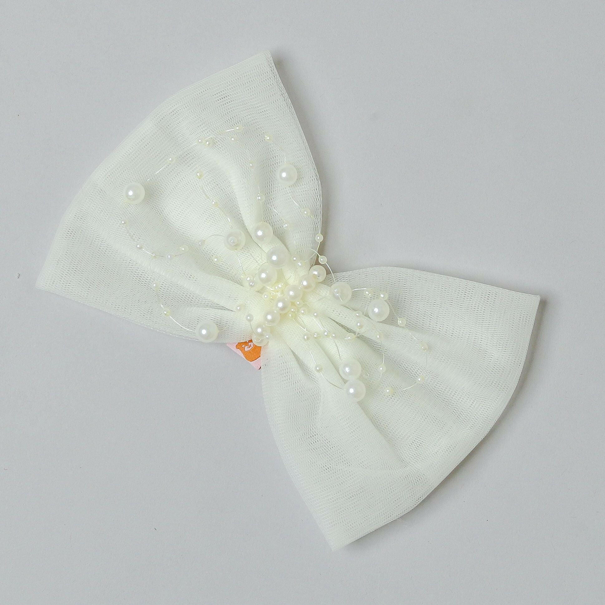 Pear Bear Lovely Off White Bow Hair Clip.
