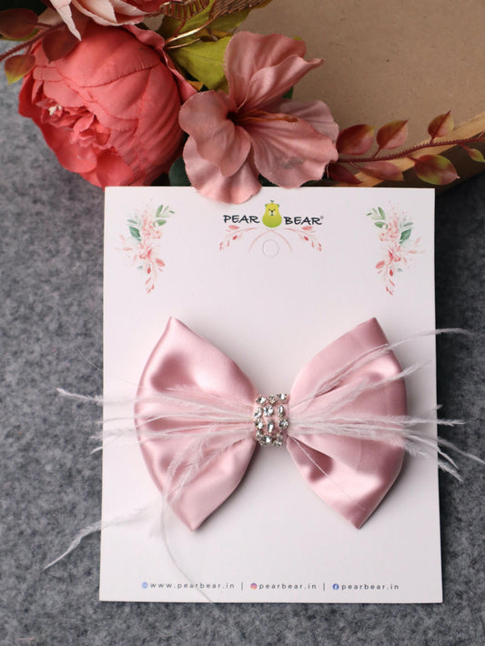 Pear Bear Mauve Pink Satin Hair Bow.