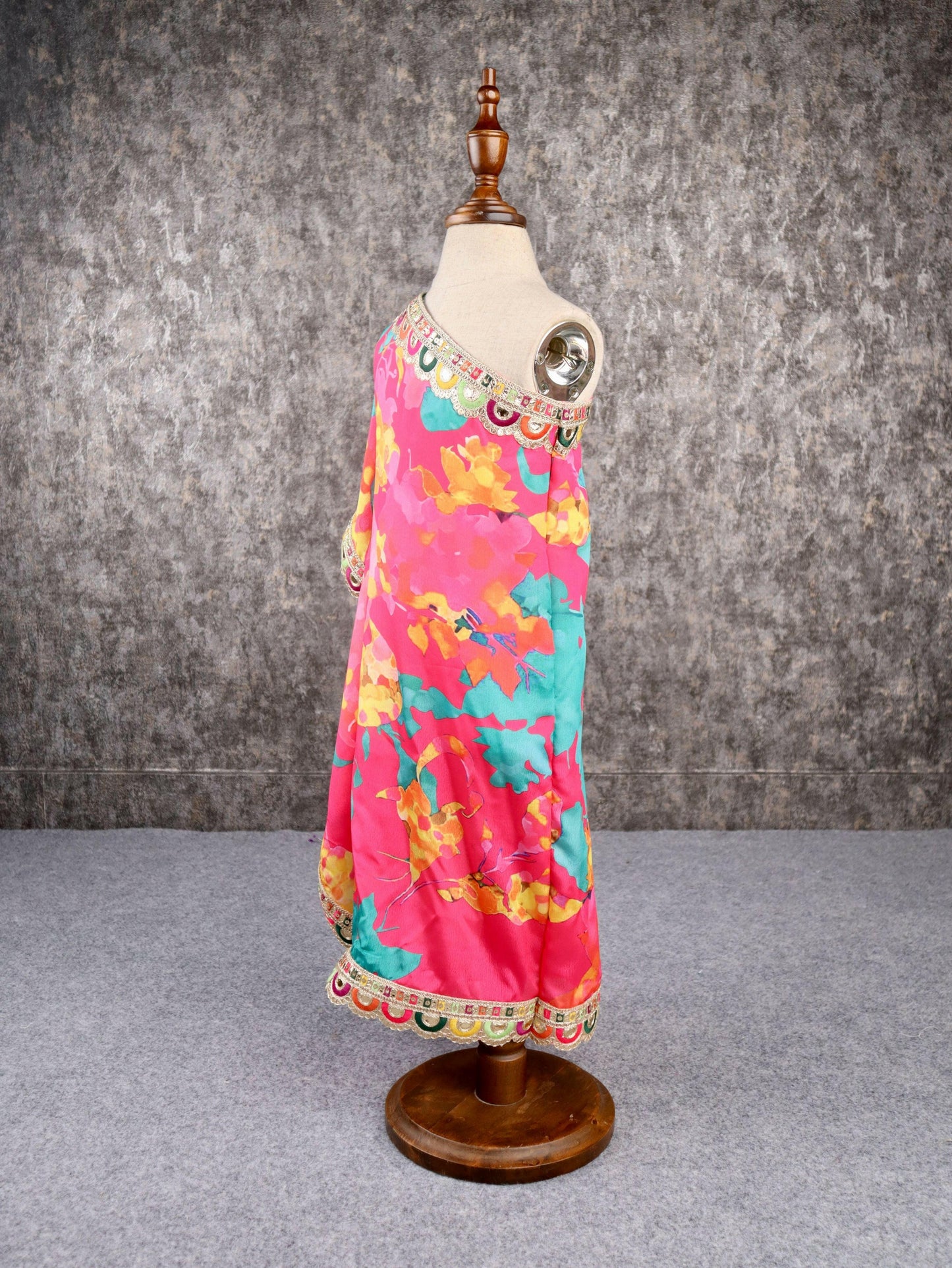Pear Bear Multi Print One Shoulder Kaftan.