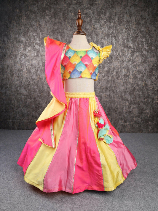 Pear Bear Multi Taffeta Lehenga.