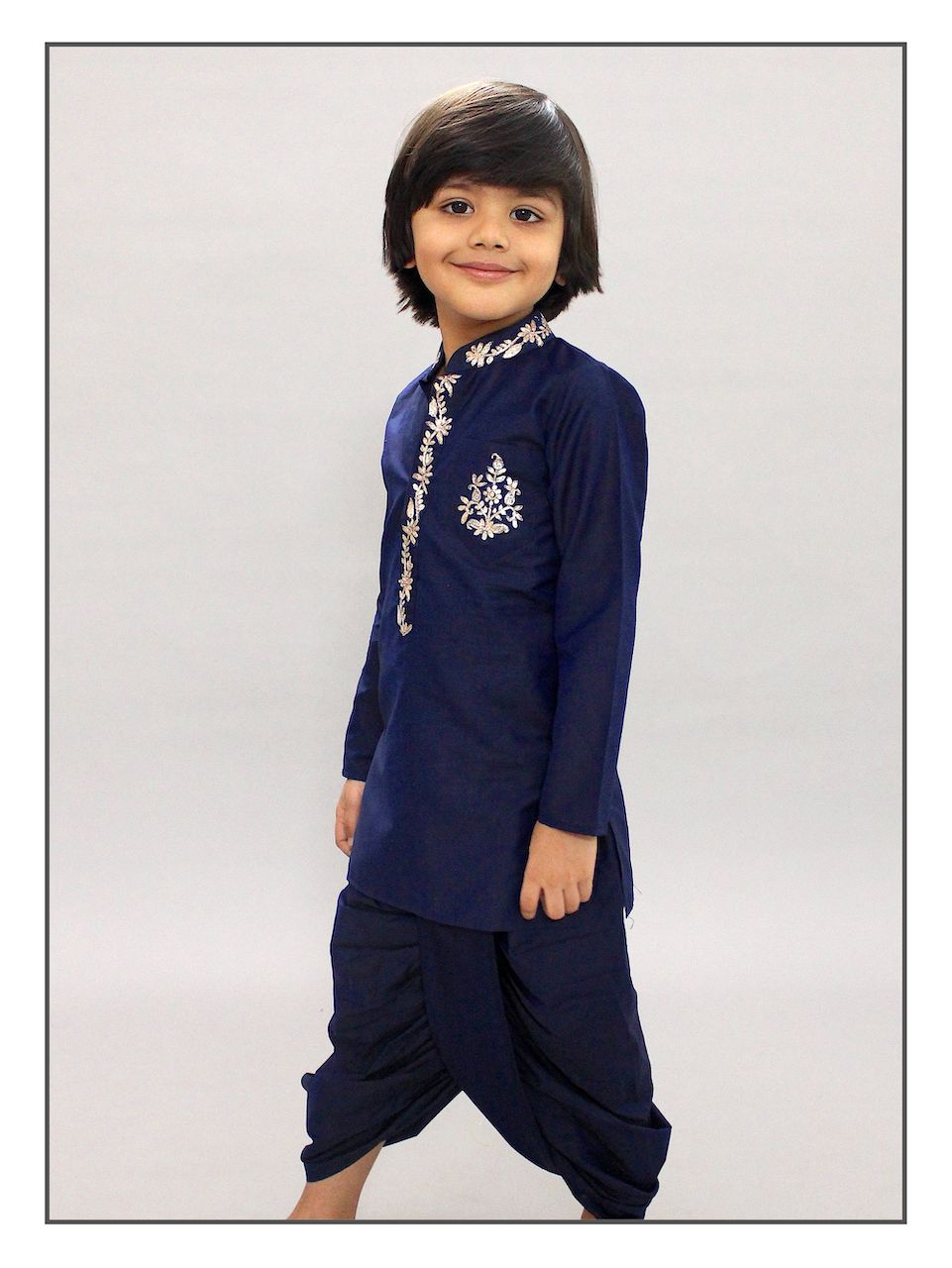 Pear Bear Navy Midnight Dhoti Kurta Set.