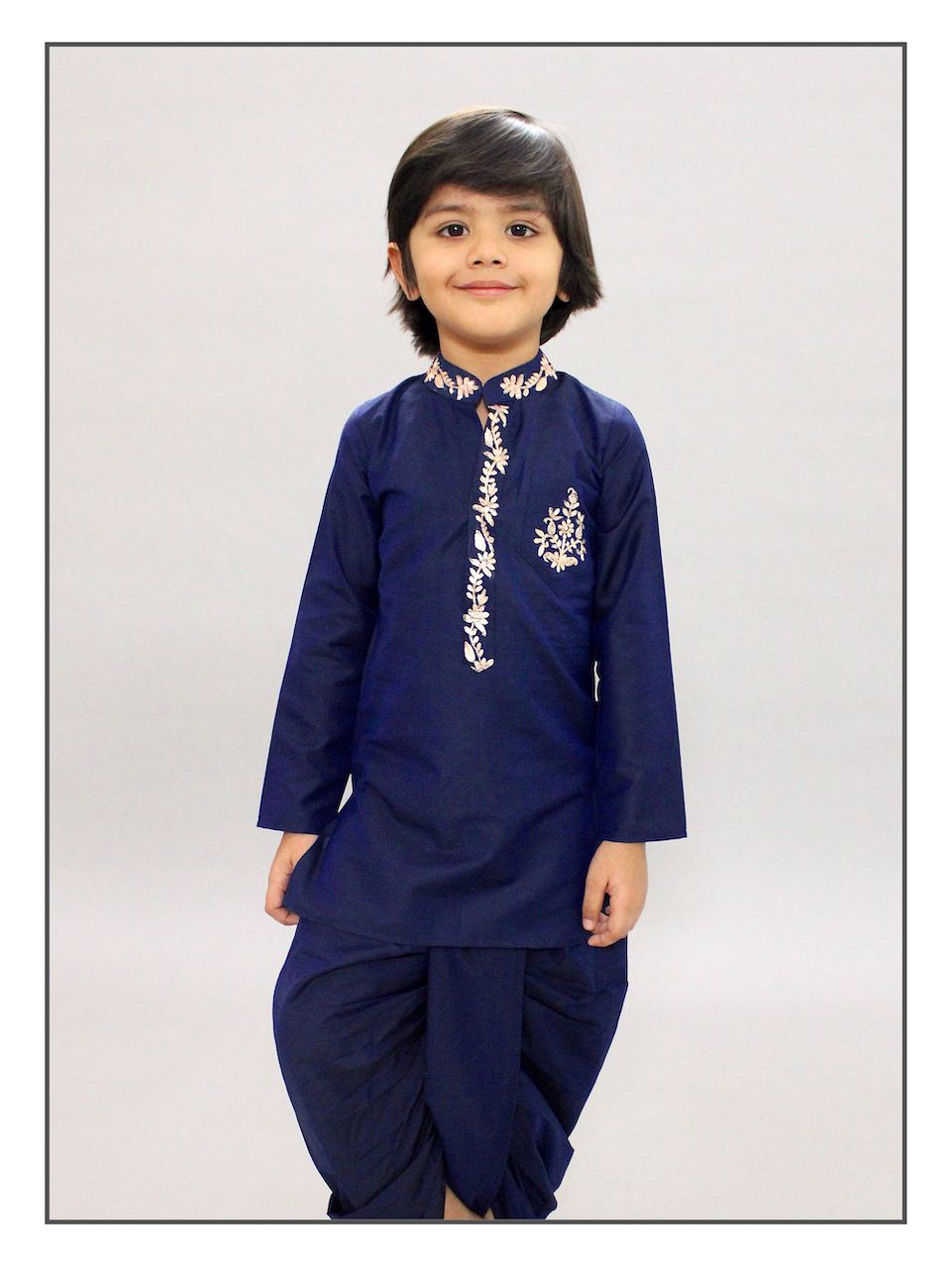 Pear Bear Navy Midnight Dhoti Kurta Set.