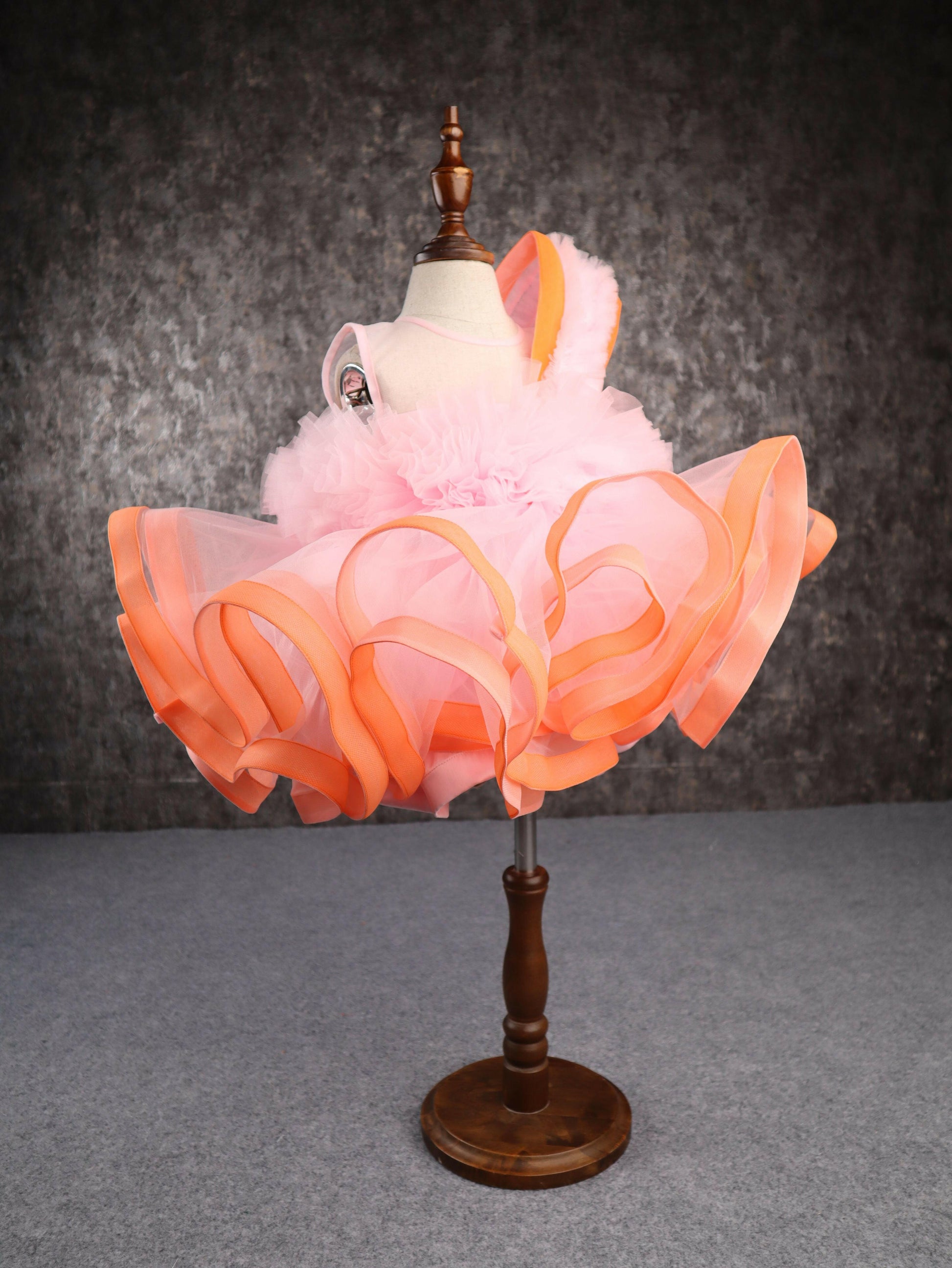 Pear Bear Orange Pink Falling Petals Dress.