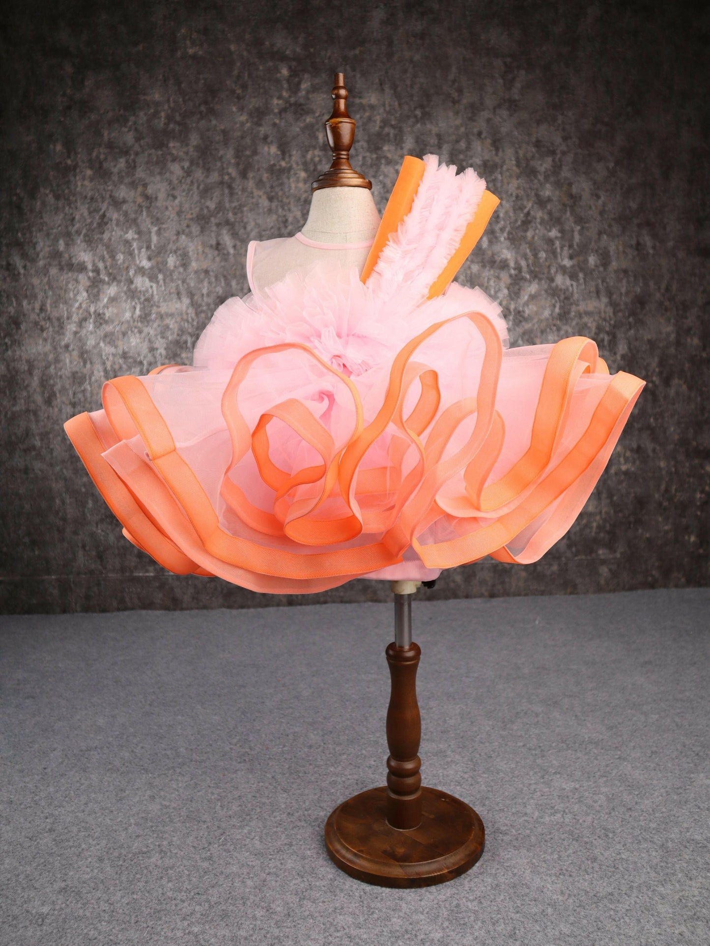 Pear Bear Orange Pink Falling Petals Dress.