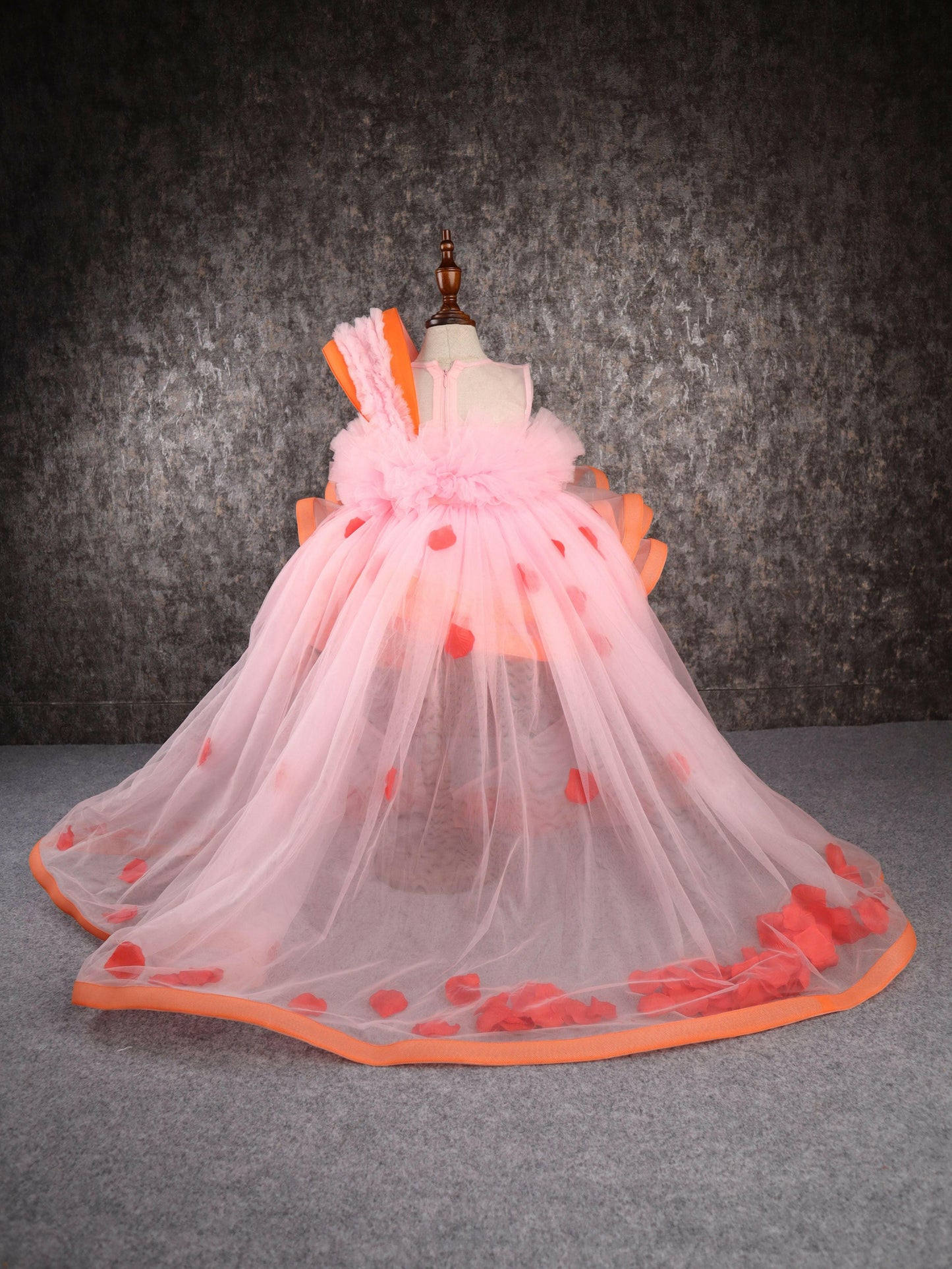 Pear Bear Orange Pink Falling Petals Dress.
