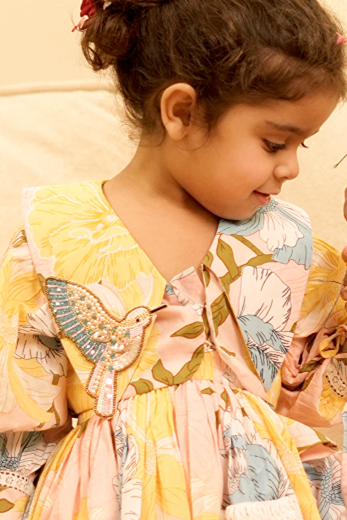 Pear Bear Peach Floral Lehanga.