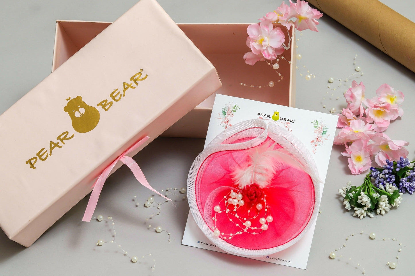 Pear Bear Pearly Hot Pink Hair Clip Fascinator.