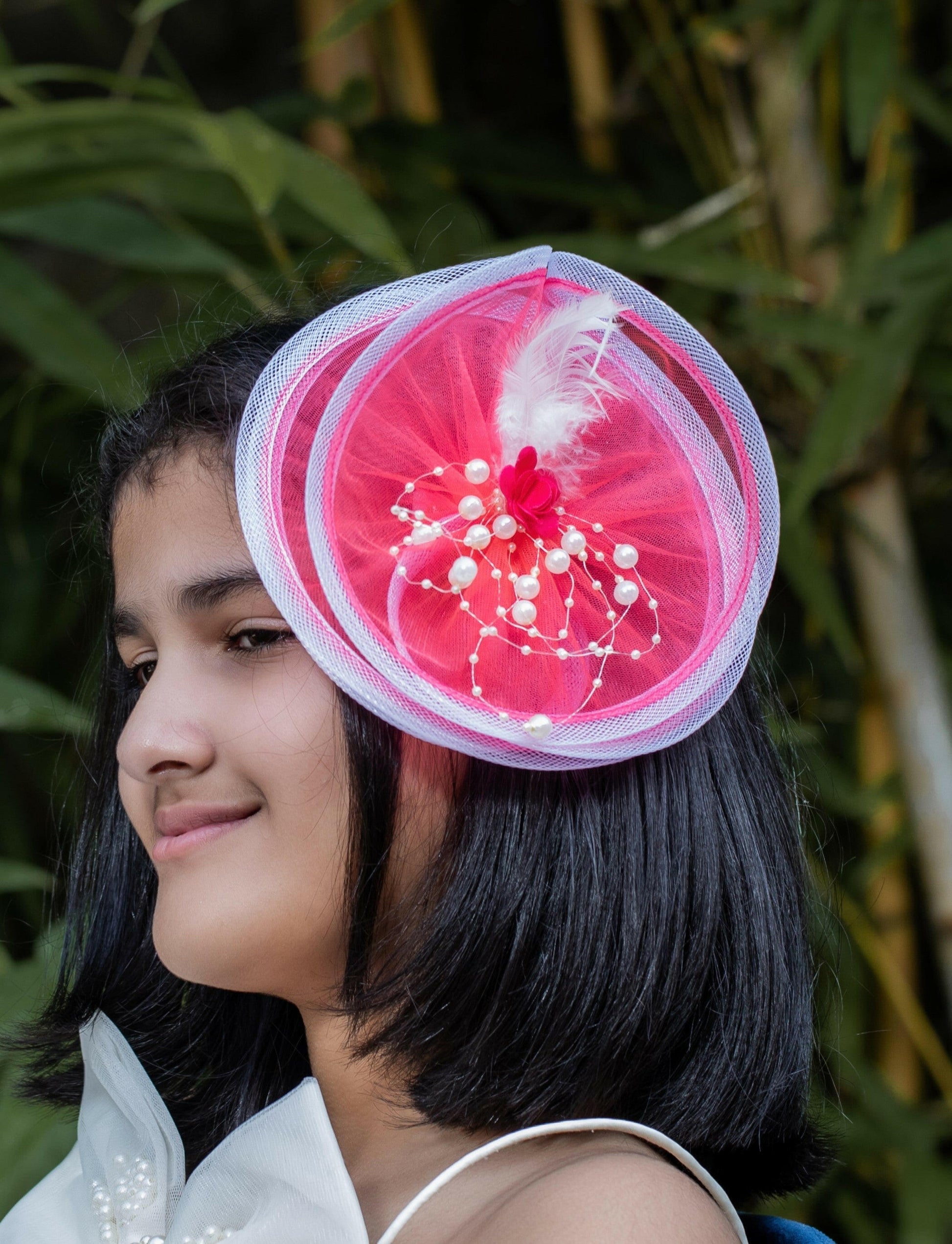Pear Bear Pearly Hot Pink Hair Clip Fascinator.