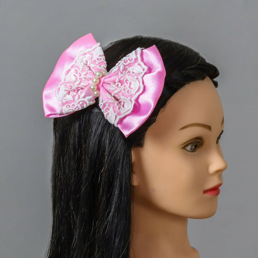 Pear Bear Pretty pink embroidered bow.