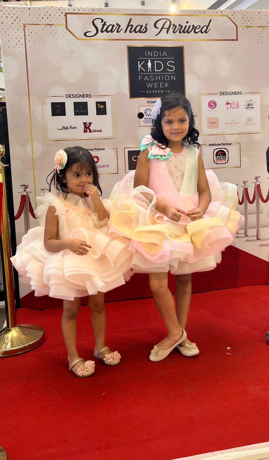 Pear Bear Rainbow Shaded Stone Embellished Dress With Detachable Trail.