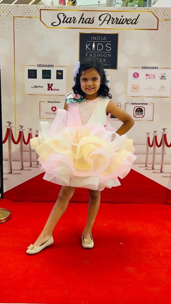 Pear Bear Rainbow Shaded Stone Embellished Dress With Detachable Trail.