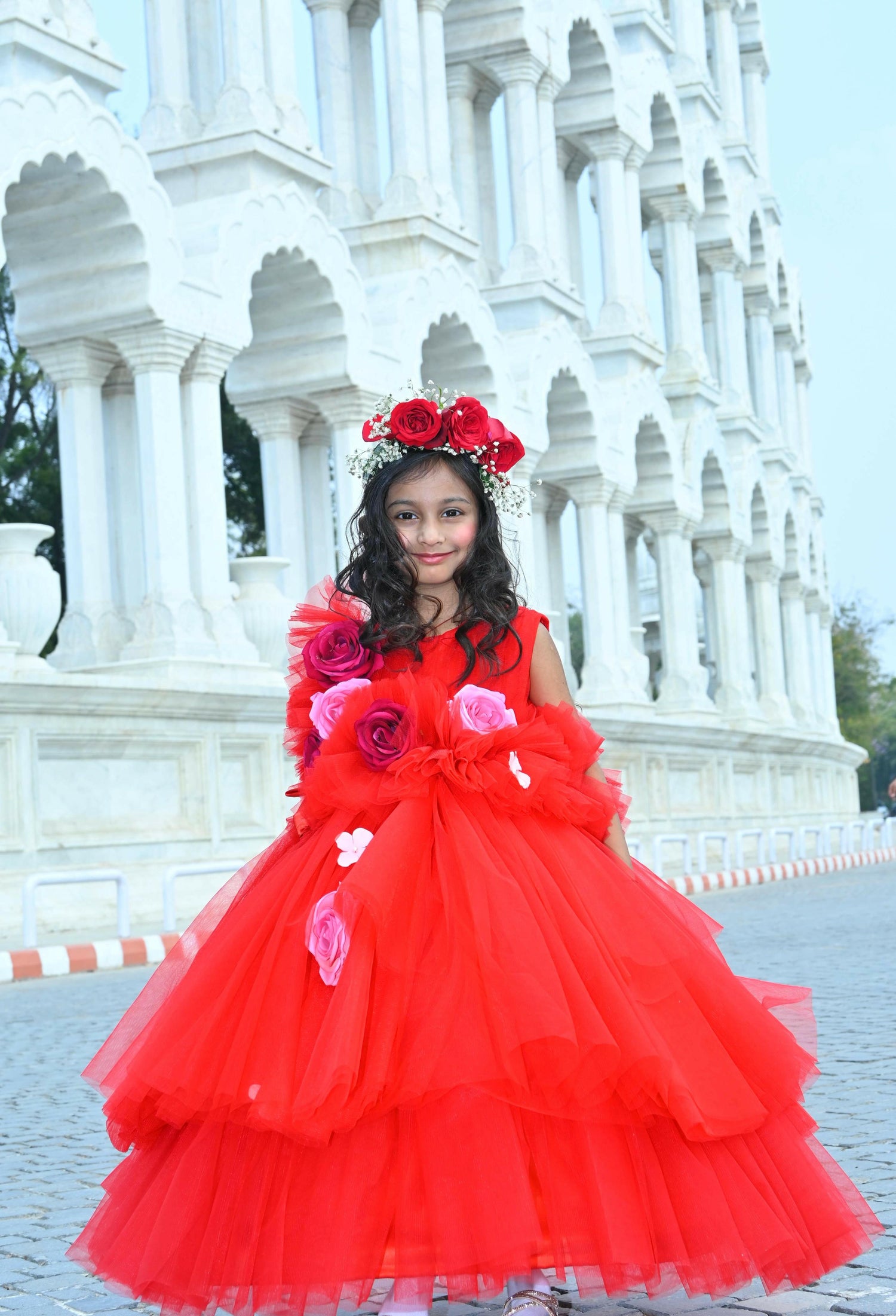 Pear Bear Red Flower Gown.