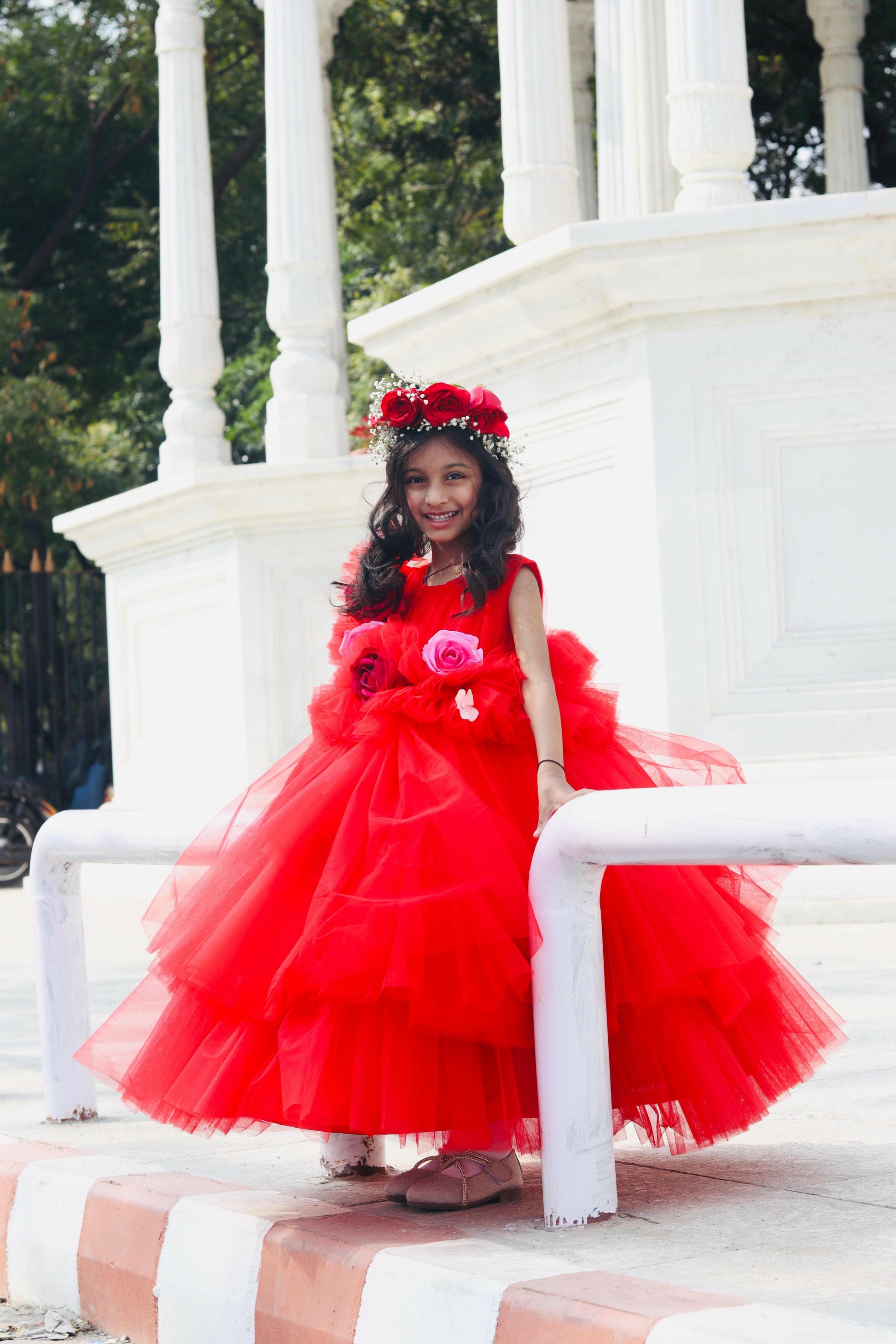 Pear Bear Red Flower Gown.