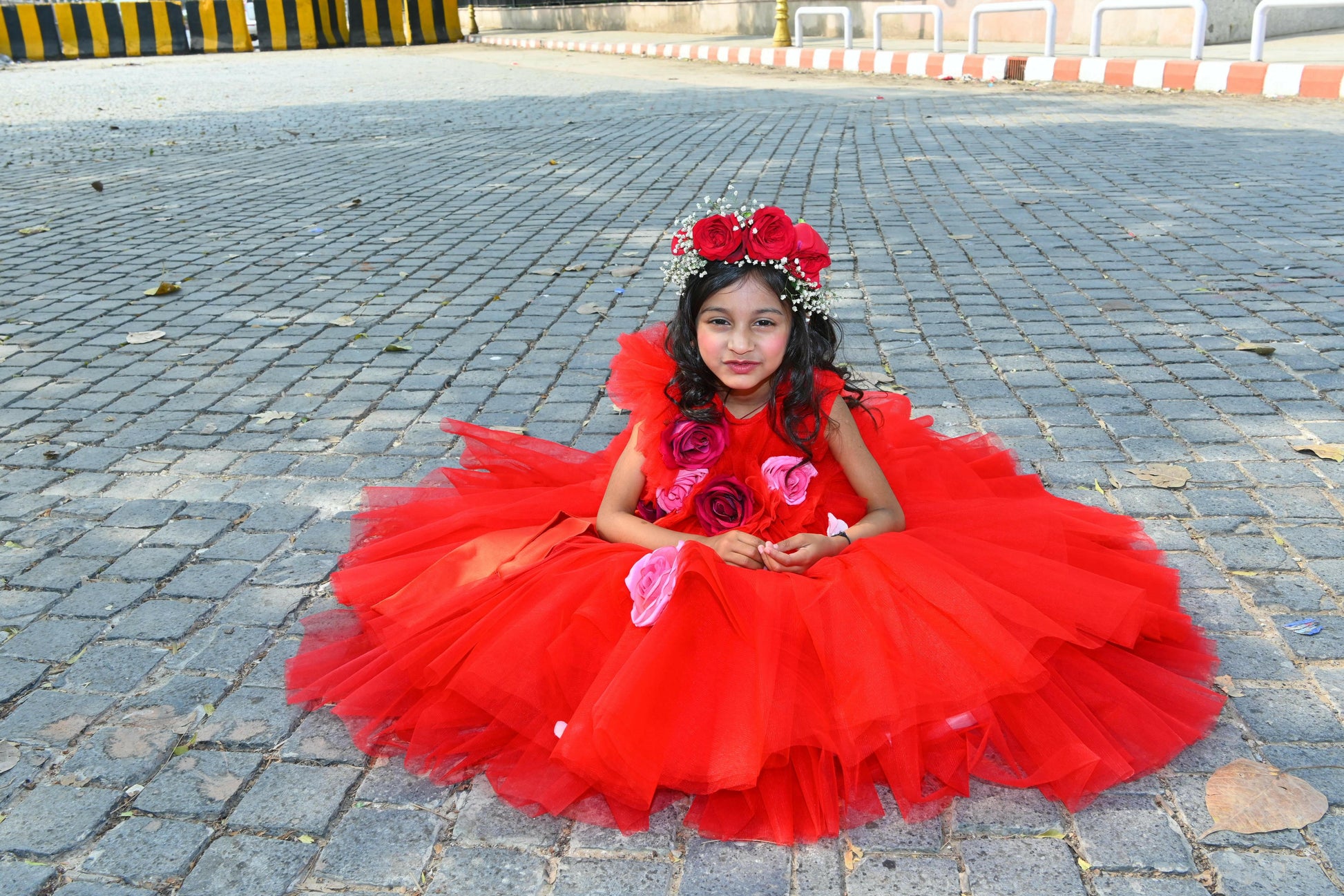 Pear Bear Red Flower Gown.