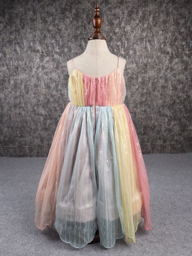 Pear Bear Sequins Embroidered Multicolour Spaghetti Strap Anarkali.