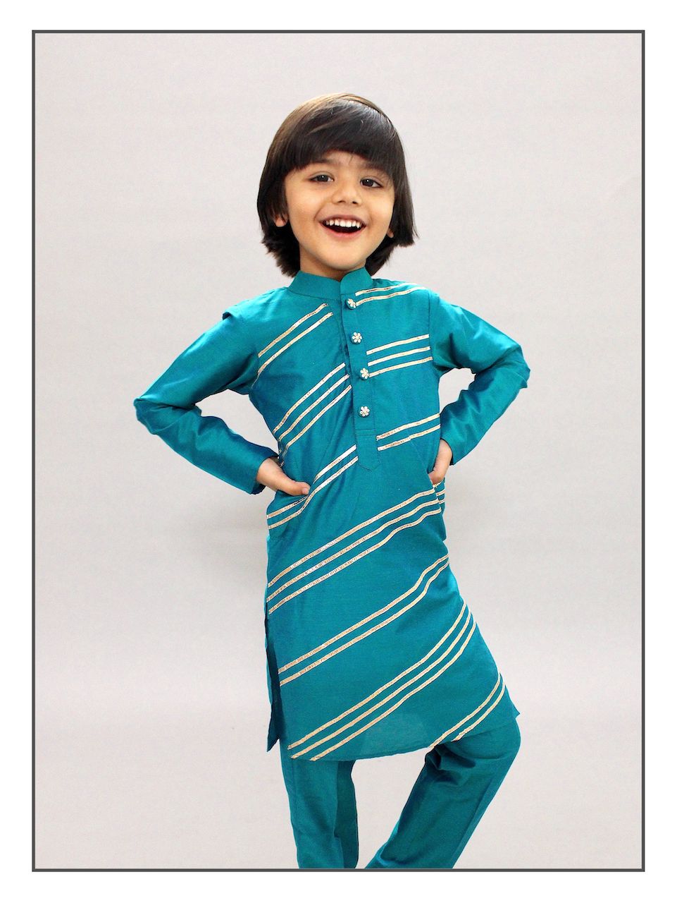 Pear Bear Spring Gota Kurta Set.
