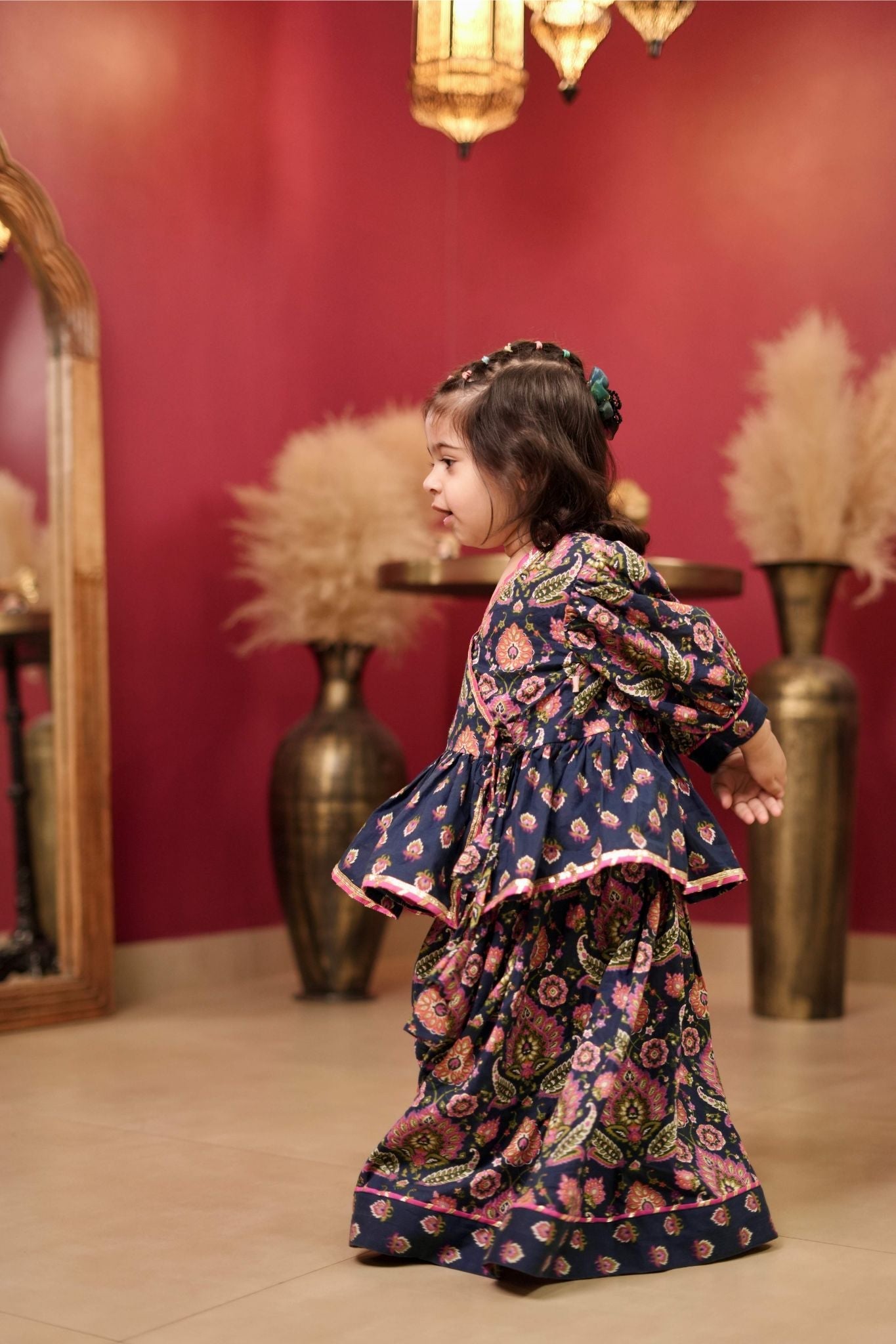 Pear Bear Traditional Turkish Motif Printed Lehenga.