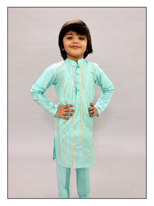 Pear Bear Turquoise Gota kurta Set.