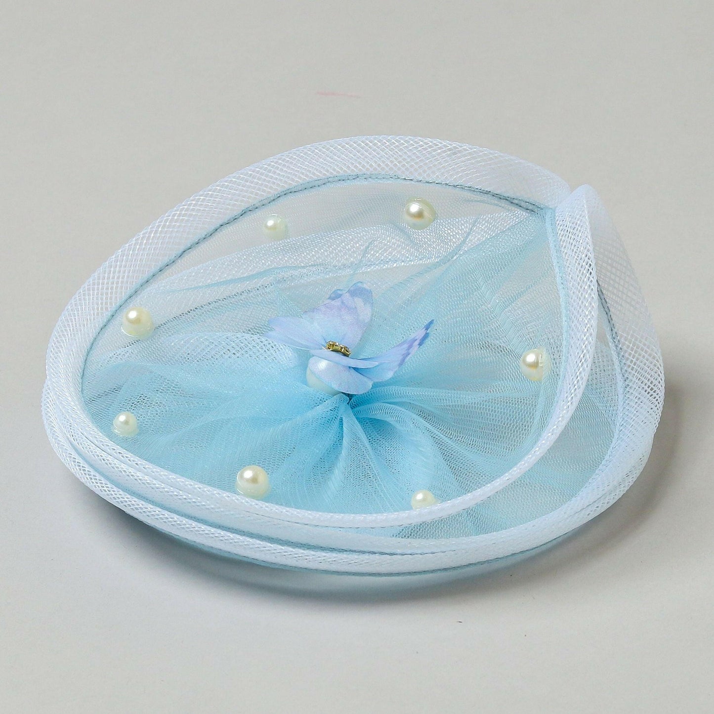 Pear Bear Twisted Powder Blue Alligator Hair Clip Fascinator.