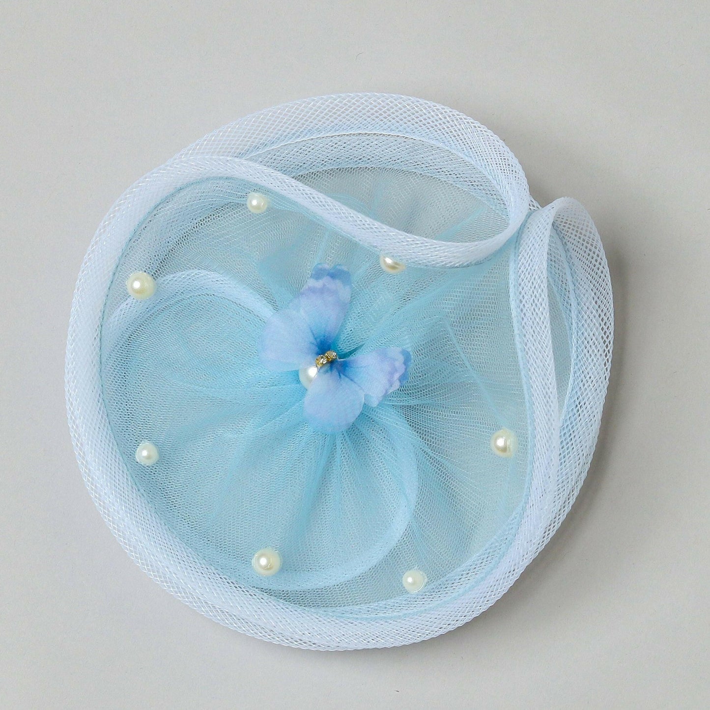 Pear Bear Twisted Powder Blue Alligator Hair Clip Fascinator.